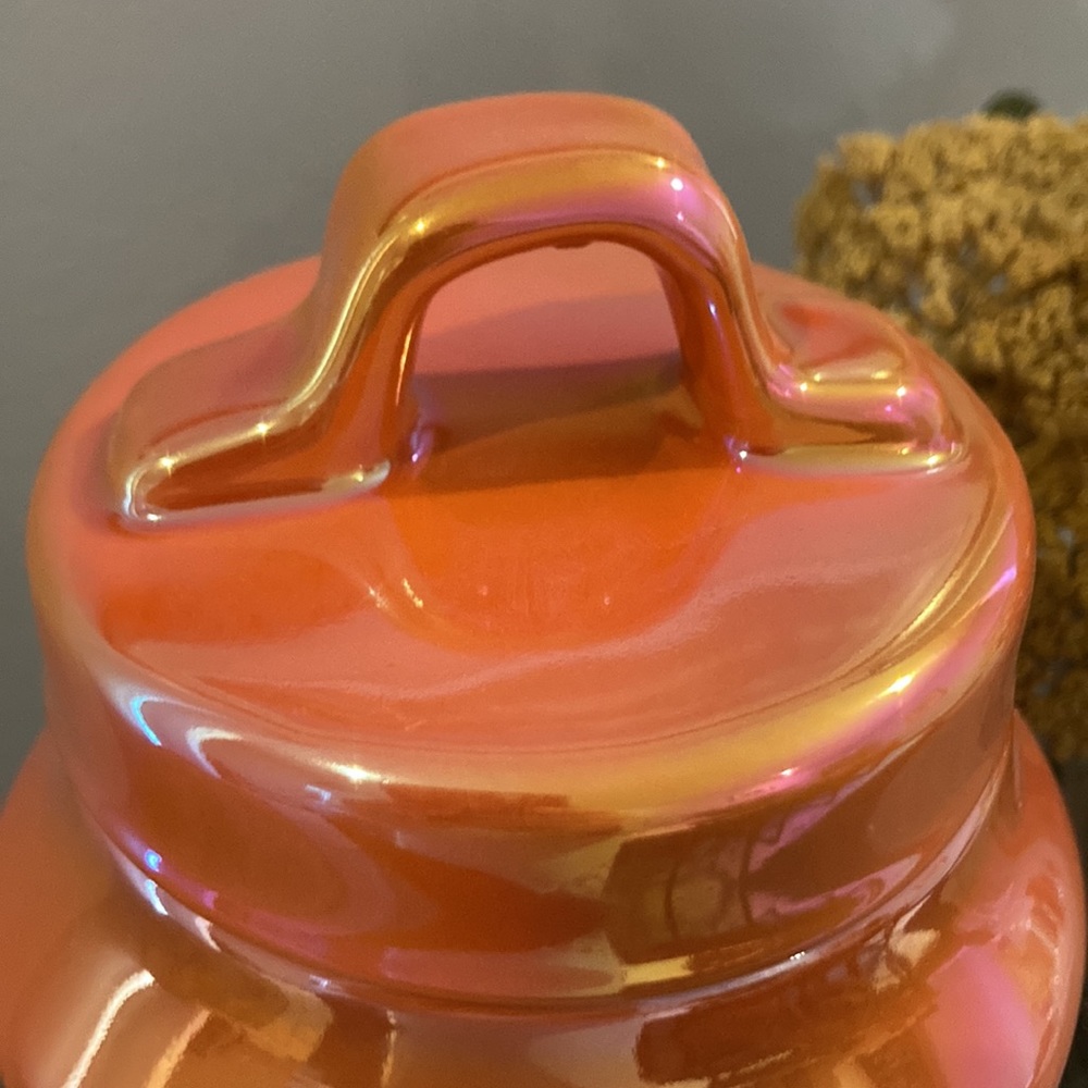 Rae Dunn BUGS AND HISSES Halloween Canister in Orange Iridescent Luster Jar 👻🎃 - Picture 5 of 11